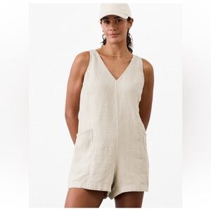 NWT Athleta Retreat Linen Romper, Undyed color, Size Small